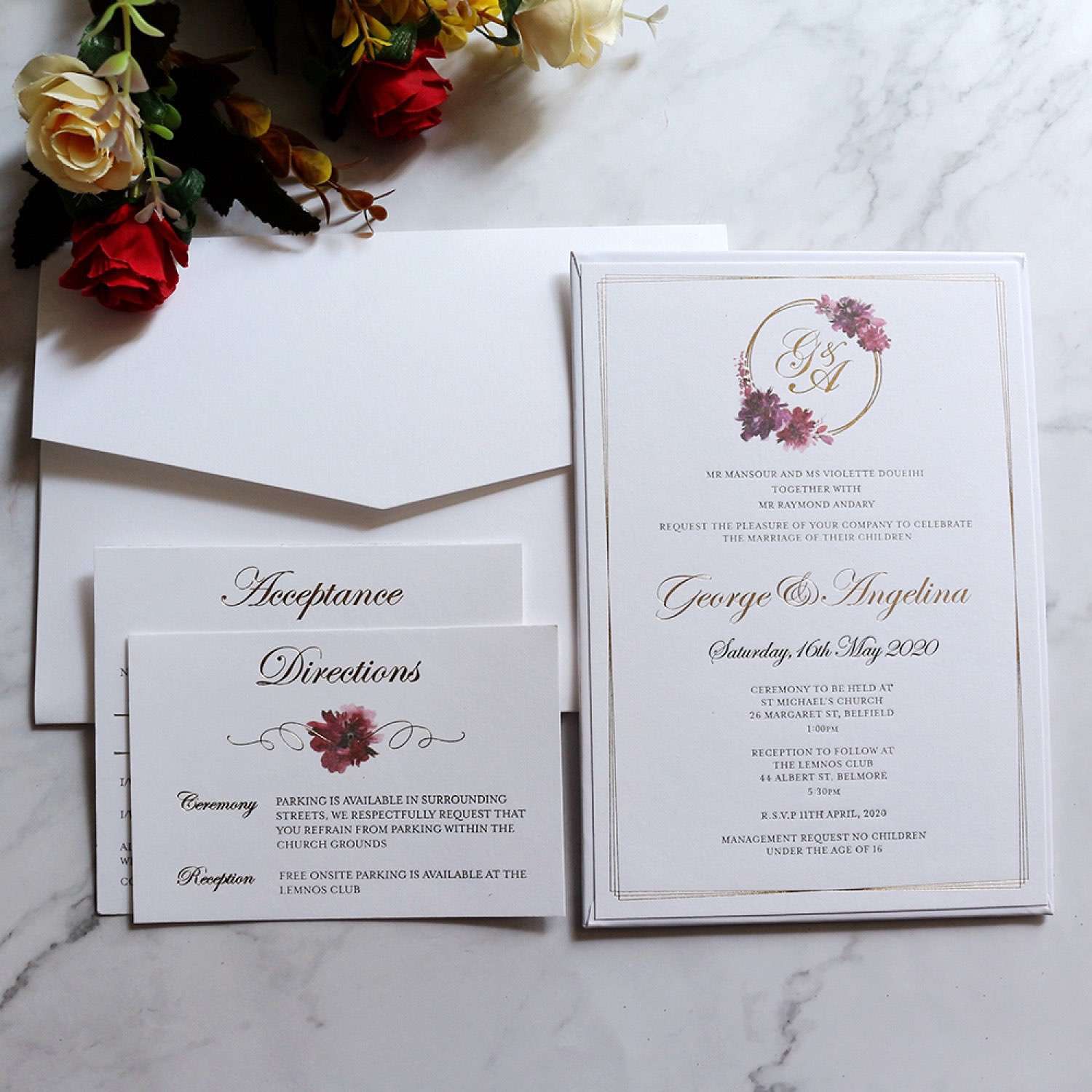 White Invitation Card Rectangle Hard Cover Invitation With Envelope Beautiful Invitation 